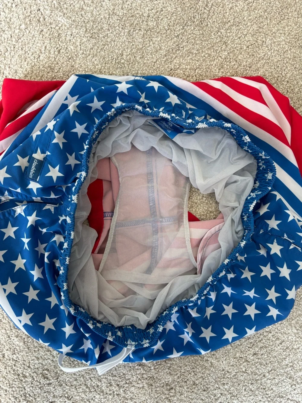 Chubbies American Flag Backyard BBQ 7 Inch Swim Trunk Red White Blue Stars